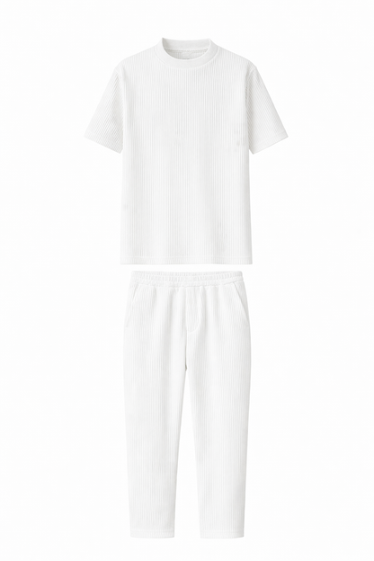 White T-Shirt Set by O,Zero