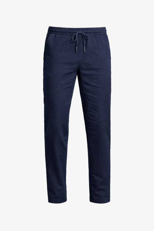 Navy Blue Linen Pants by O,Zero