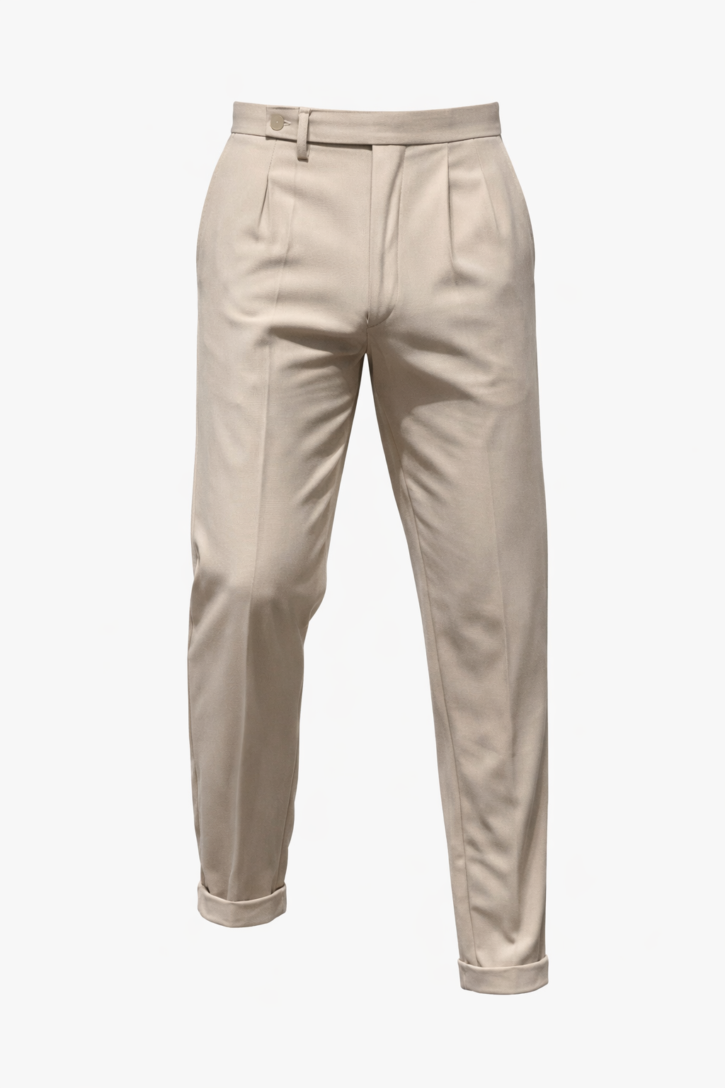 Beige High Waist Pants by O,Zero