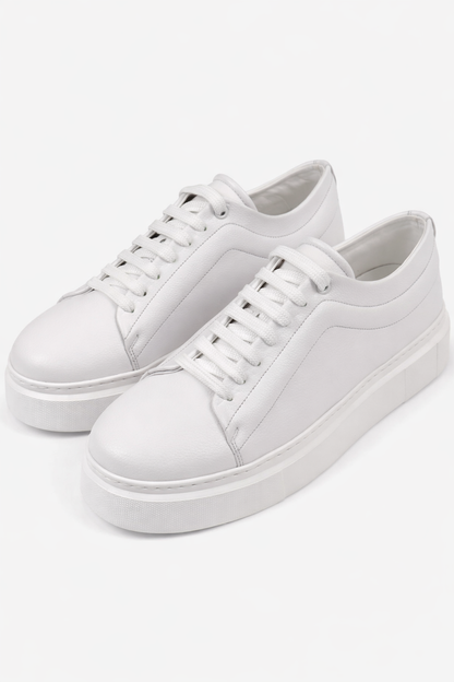 White Leather Sneakers by O,Zero