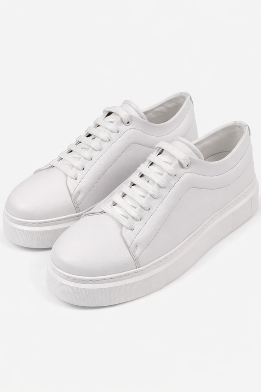 White Leather Sneakers by O,Zero