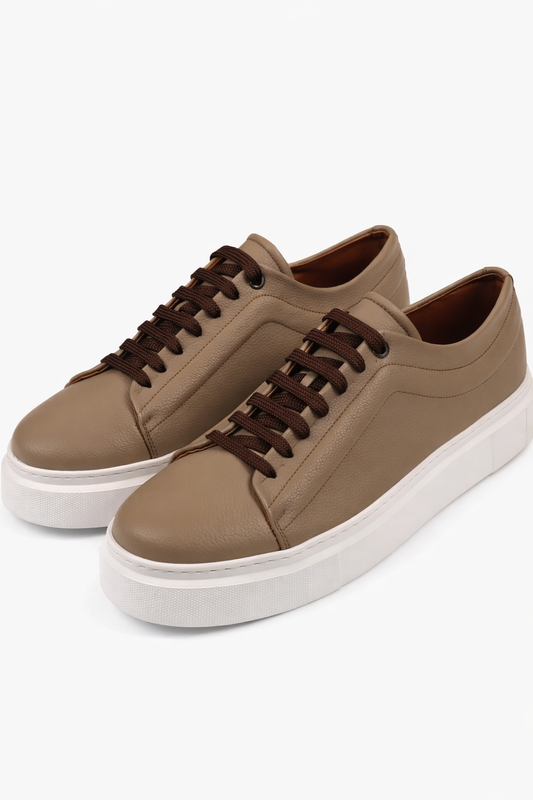 Brown Leather Sneakers by O,Zero
