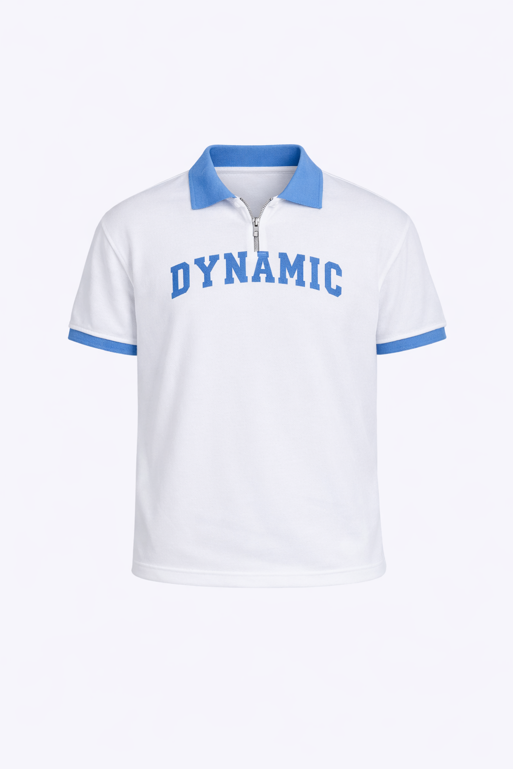 White Dynamic Blue Neck Polo by O,Zero