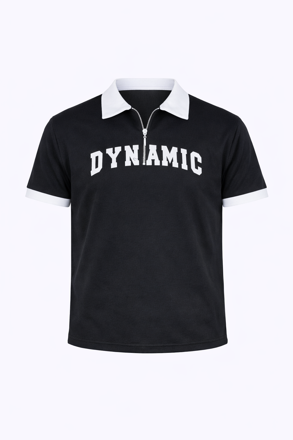 Black Dynamic White Neck Polo by O,Zero