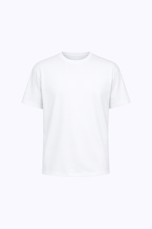 White Round Neck T-Shirt by O,Zero
