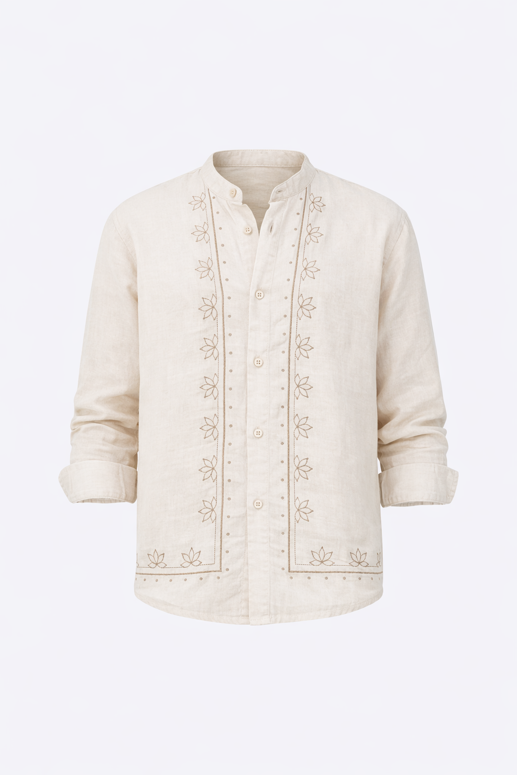 Light Beige Patterned Shirt by O,Zero