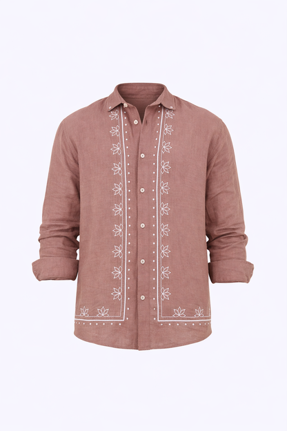 Light Brown Patterned Shirt by O,Zero