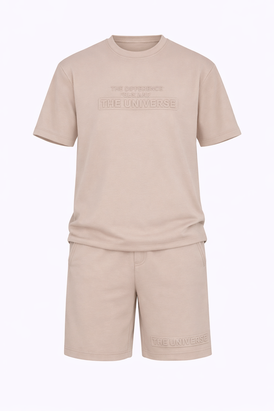 Beige T-Shirt and Shorts Set by O,Zero