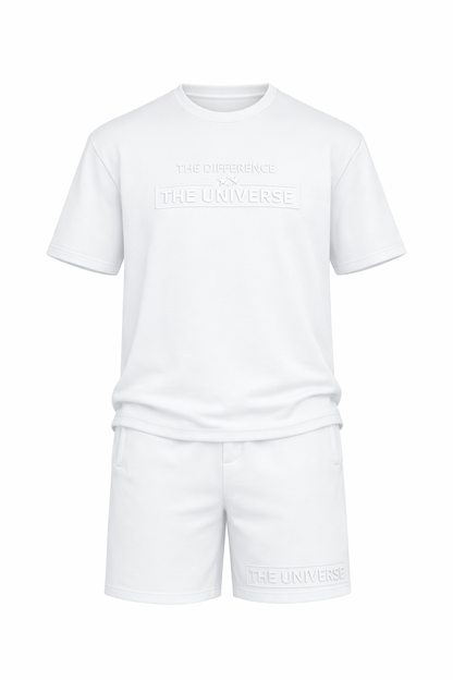 White T-Shirt and Shorts Set by O,Zero