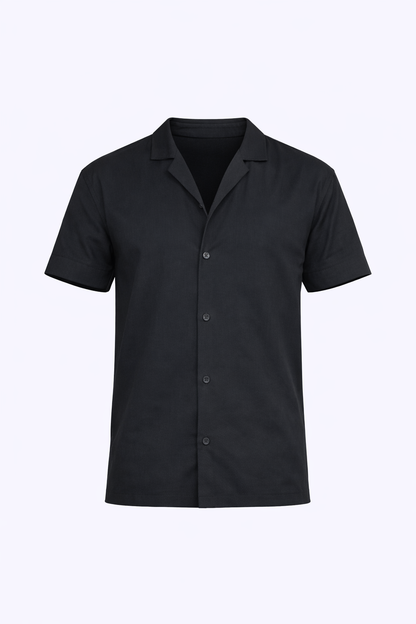 Black Half Sleeve Shirt by O,Zero