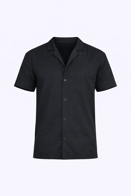 Black Half Sleeve Shirt by O,Zero