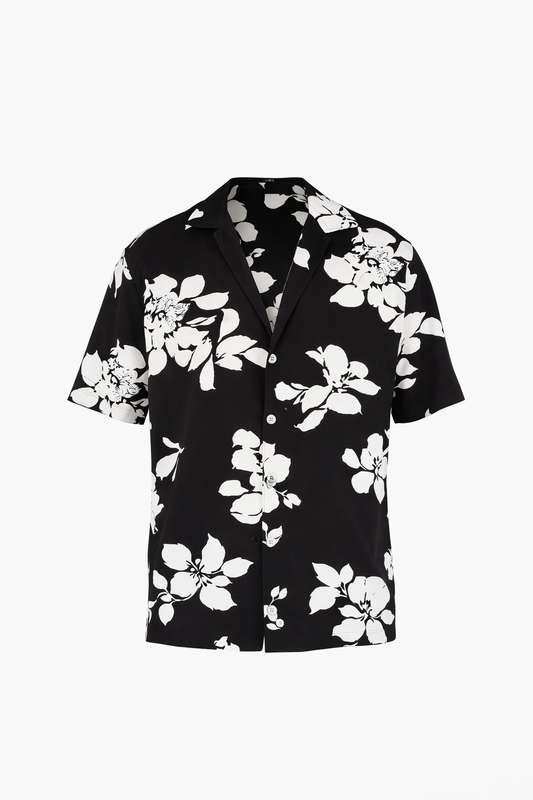 Black and White Floral Shirt by O,Zero