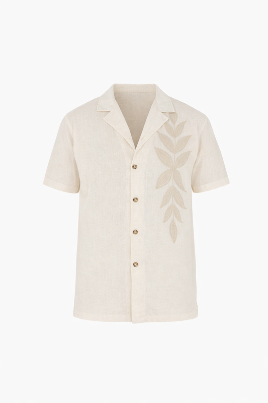 Light Beige Shirt With Floral Pattern by O,Zero