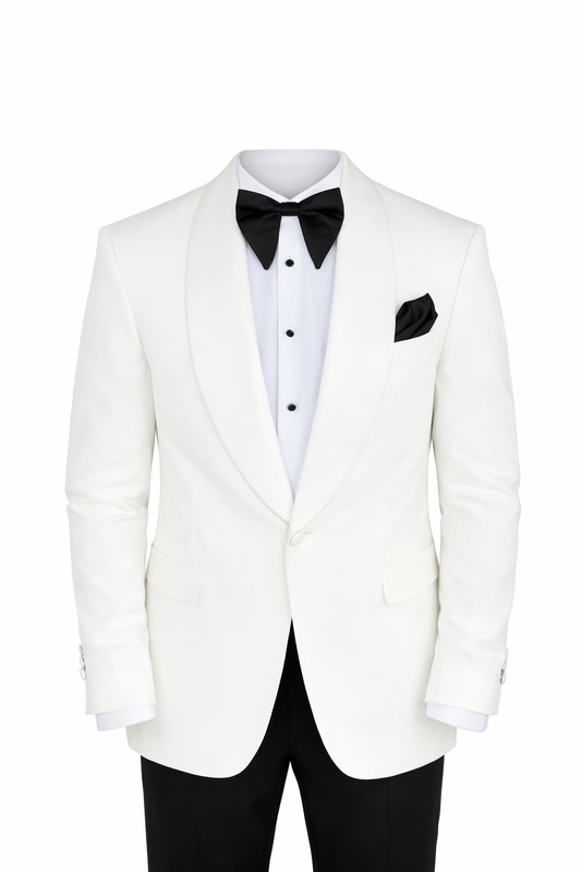 White and Black Tuxedo Suit by O,Zero