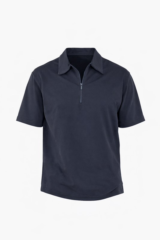 Black Half Zip Polo by O,Zero