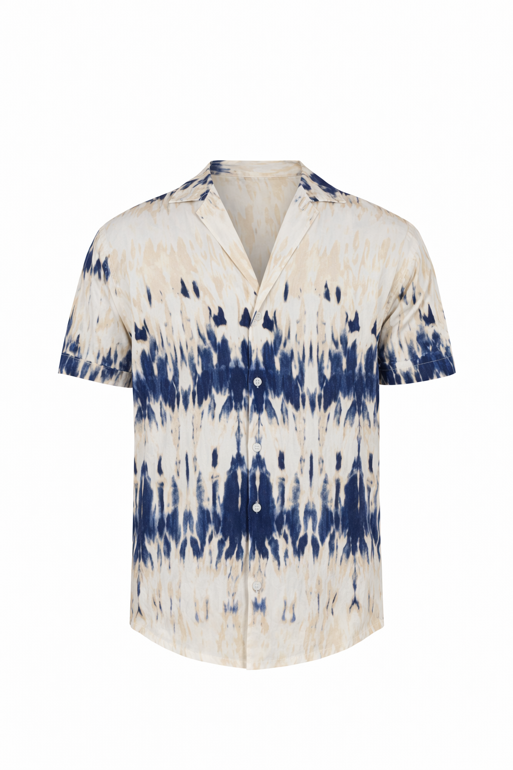 White and Navy Blue Pattern Shirt by O,Zero