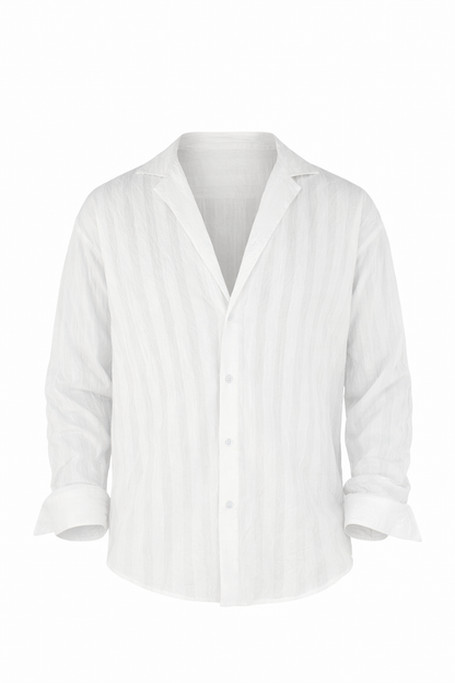 White Transparent Striped Shirt by O,Zero