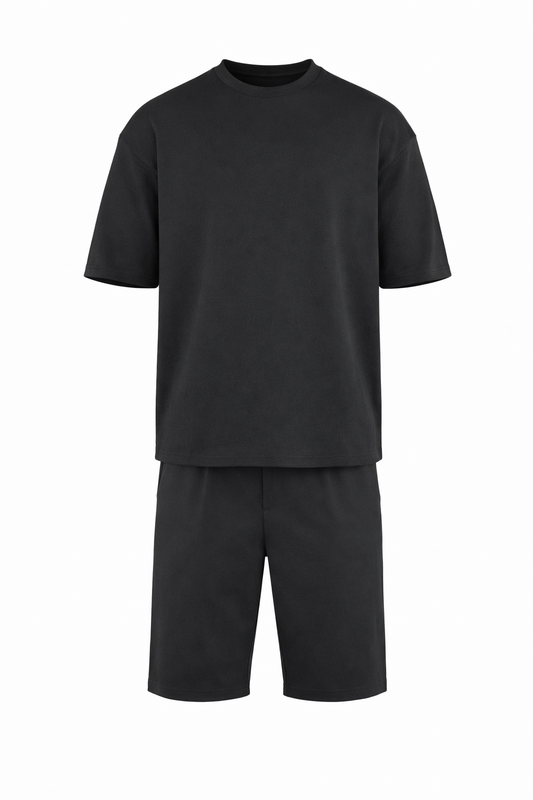 T-Shirt and Short Black Set by O,Zero