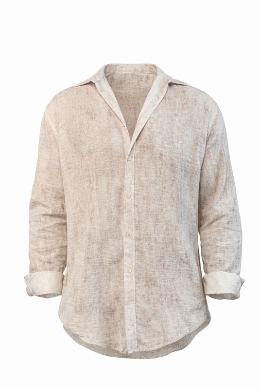 White Beige Washed Shirt by O,Zero
