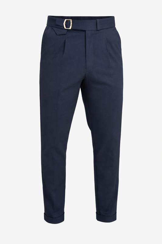 Dark Navy Blue High Waist Pants by O,Zero
