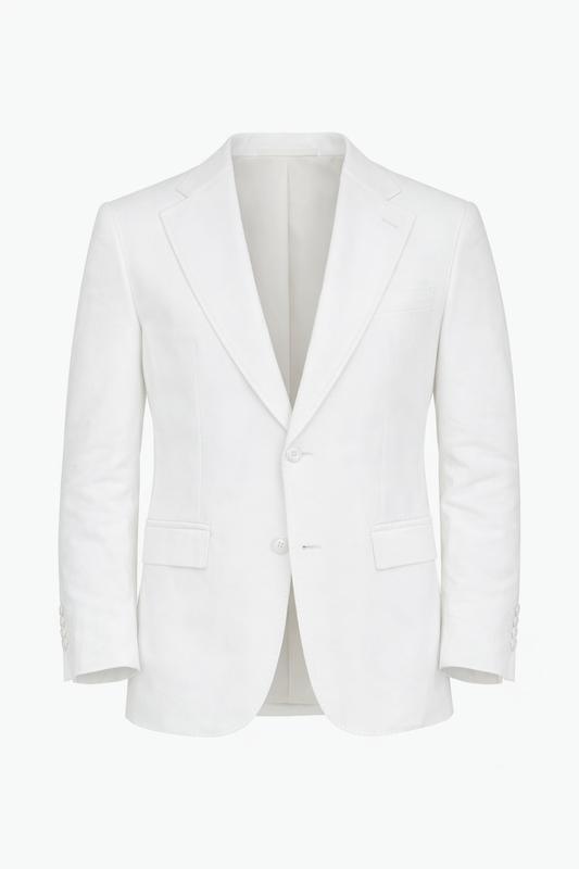 White Notch Lapel Blazer by O,Zero