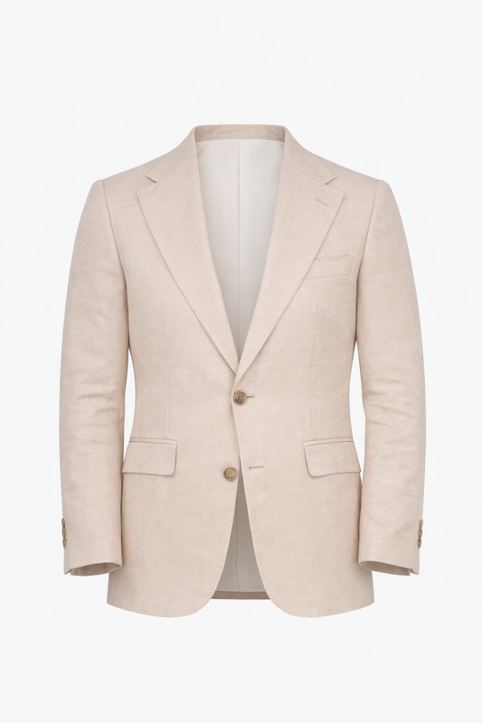 Beige Notch Lapel Blazer by O,Zero