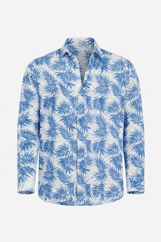 Floral White/Blue Shirt by O,Zero