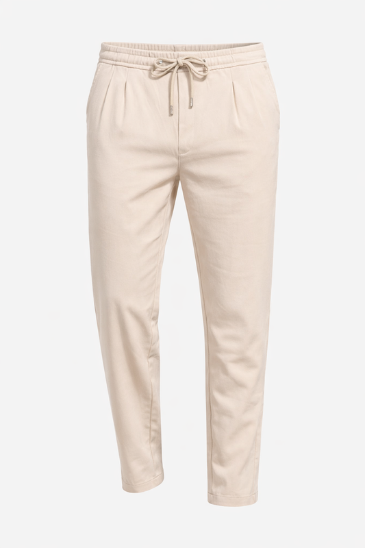 Beige Cotton Pants by O,Zero