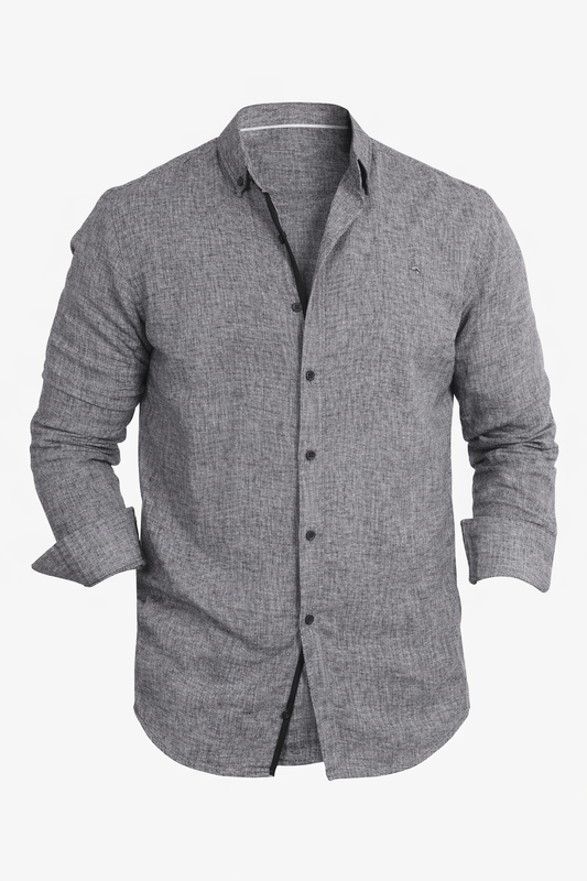 Dark Grey Linen Shirt by O,Zero