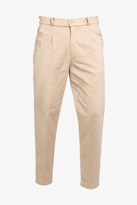 Beige Linen Pants by O,Zero