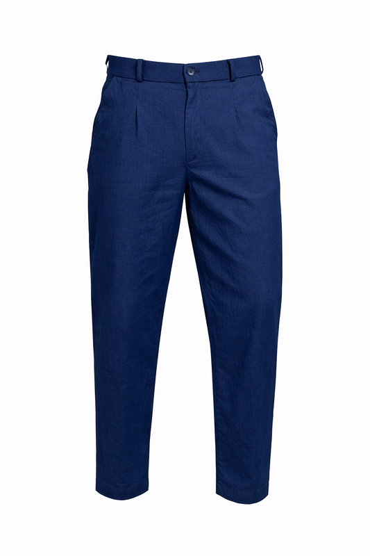 Navy Blue Linen Pants by O,Zero