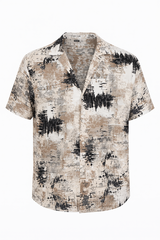 Beige and Black Shirt by O,Zero