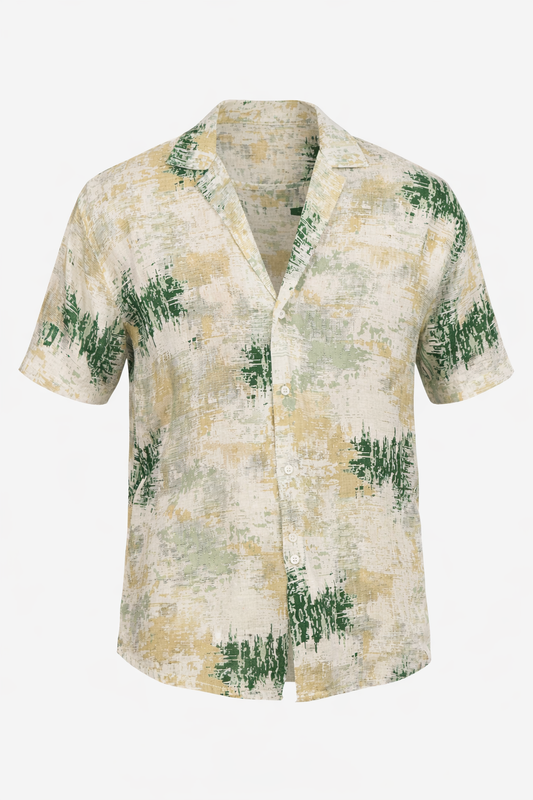Beige and Green Shirt by O,Zero