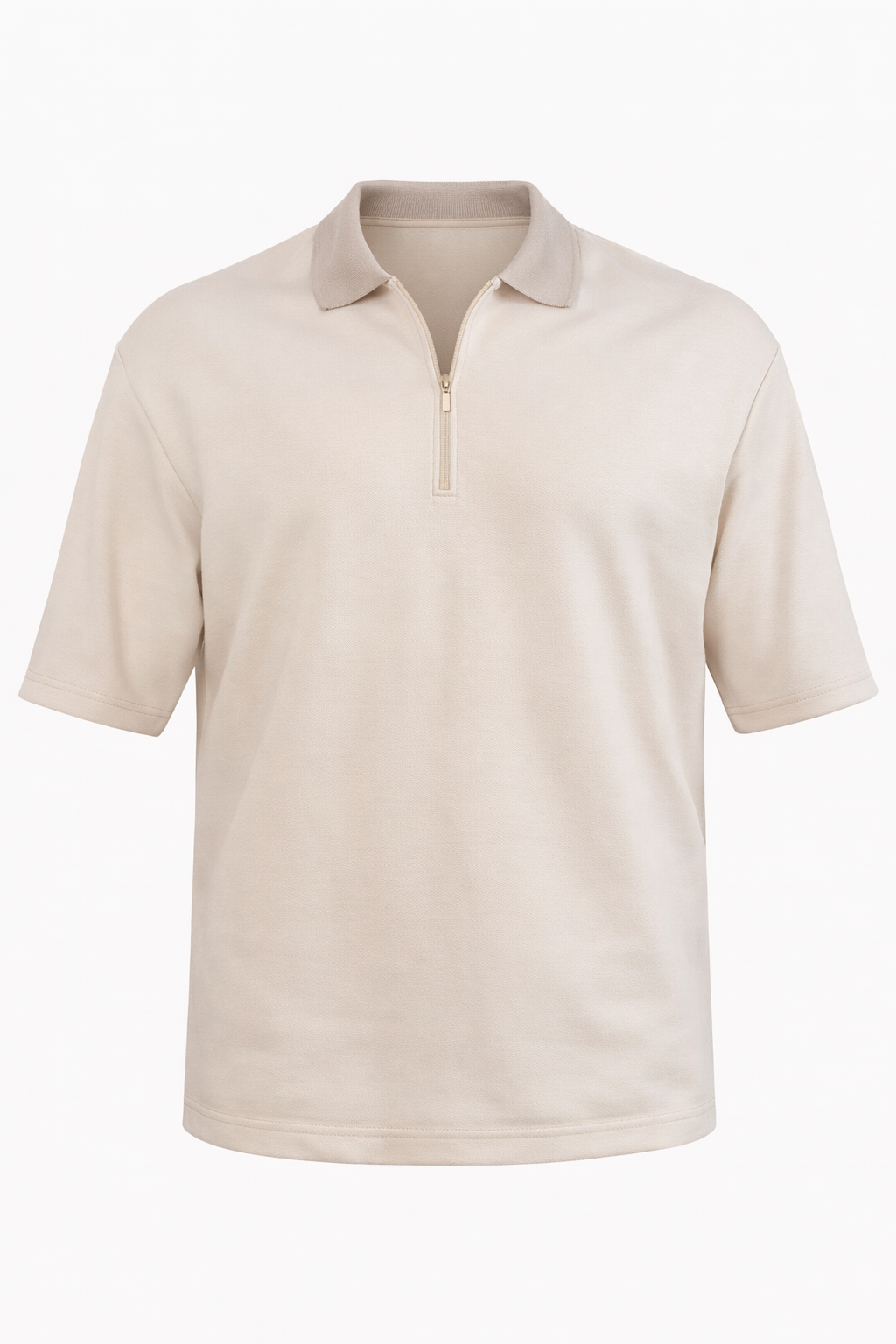 Off-White Half Zip Polo by O,Zero