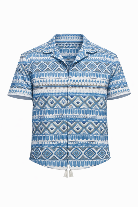 Baby Blue and White Shirt by O,Zero