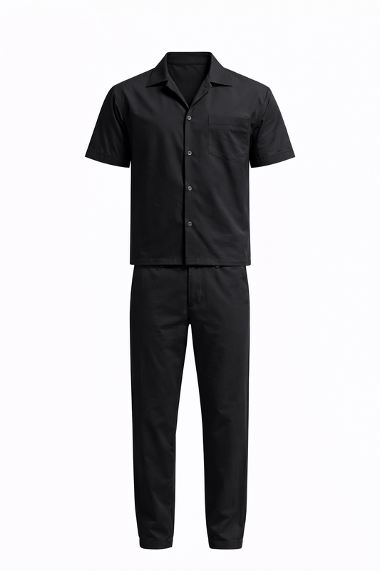 Black Parachute Shirt Set by O,Zero
