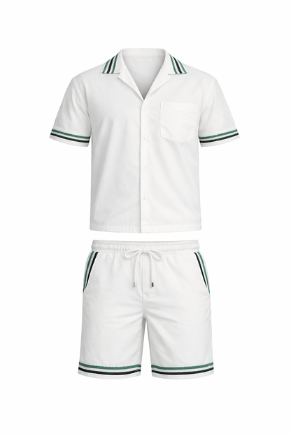 White Shirt and Short Cotton Set by O,Zero