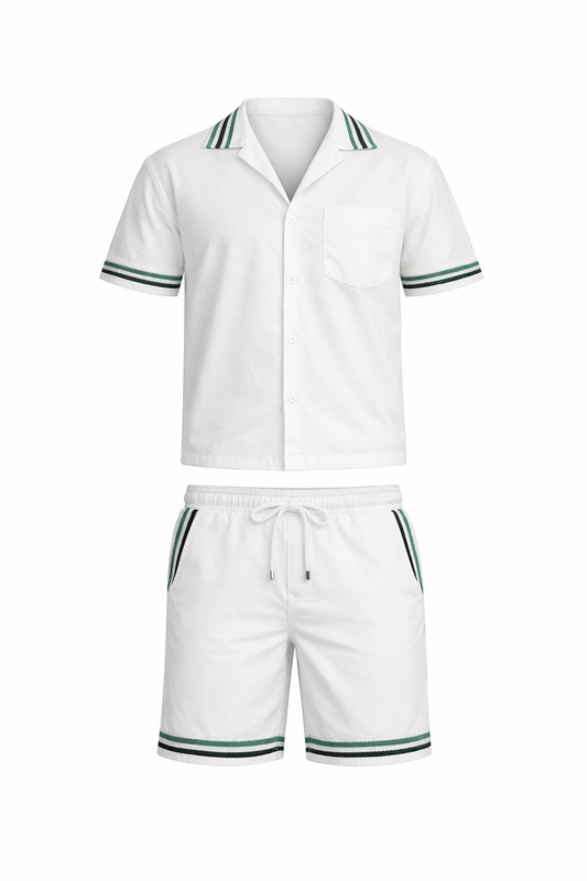 White Shirt and Short Cotton Set by O,Zero