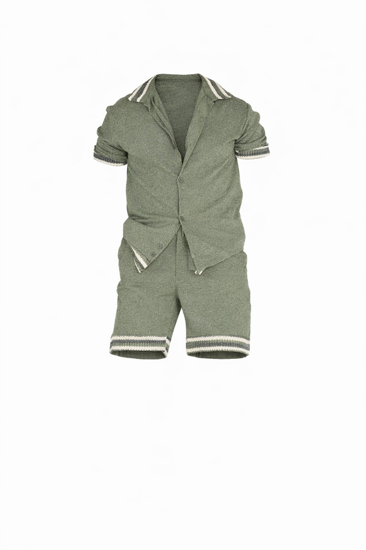 Light Mint Shirt and Short Cotton Set by O,Zero