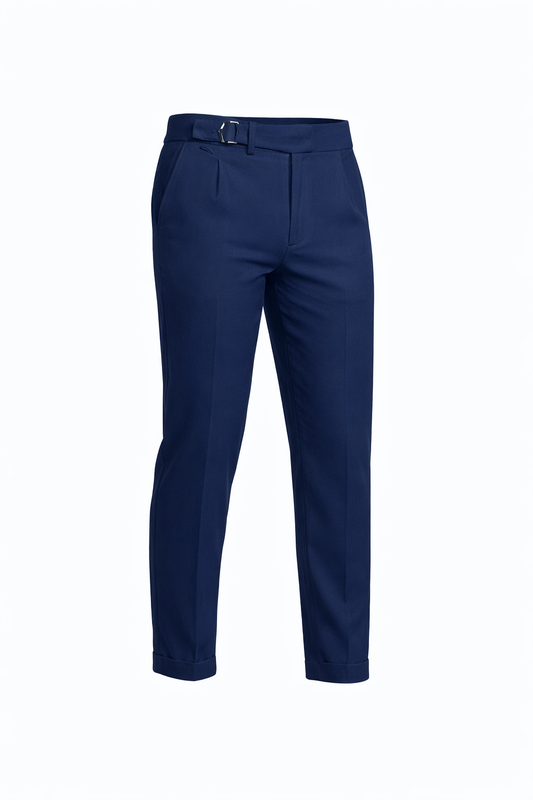 Navy High-Waist Pants by O,Zero