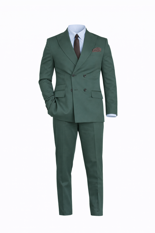 Dark Green Dubetti Peak Lapel Suit by O,Zero