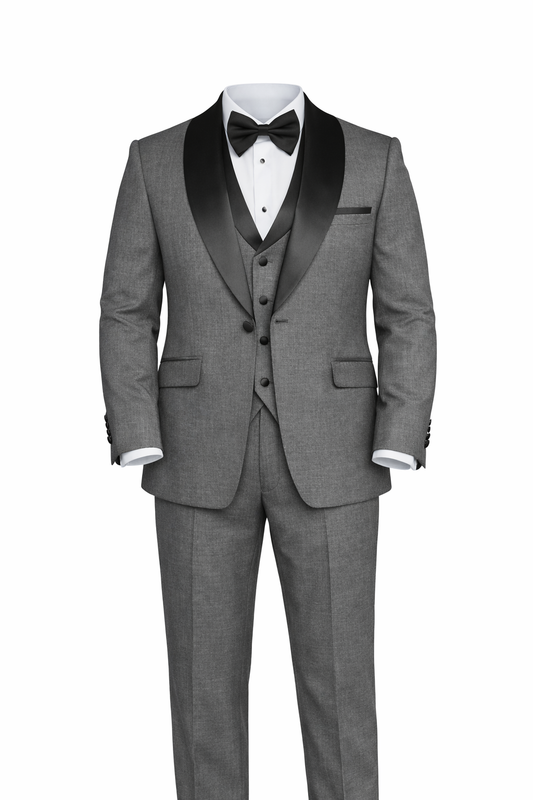 Gray Tuxedo Peak Lapel Suit by O,Zero