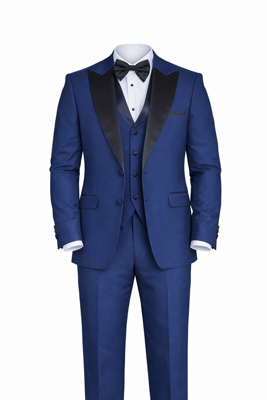Navy Blue Tuxedo Peak Lapel Suit by O,Zero