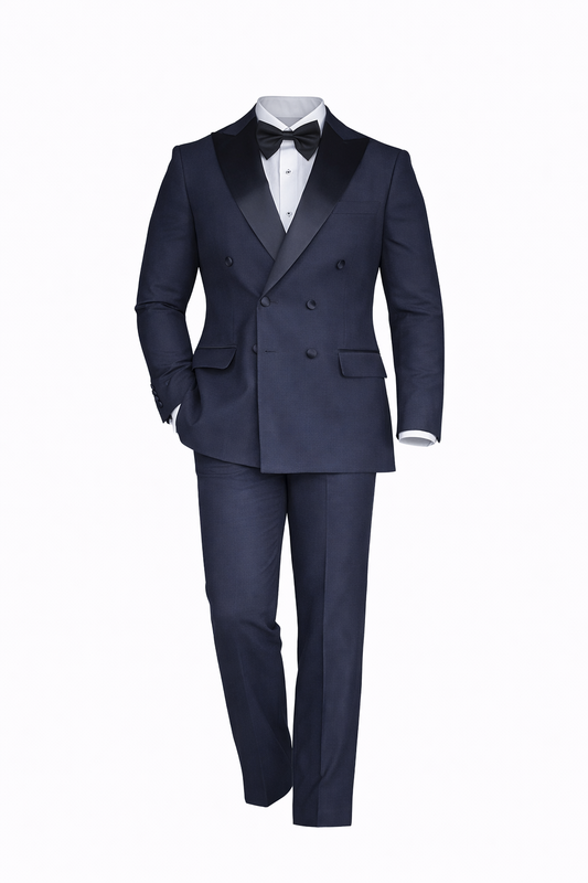 Navy Blue Tuxedo Dubetti Peak Lapel Suit by O,Zero