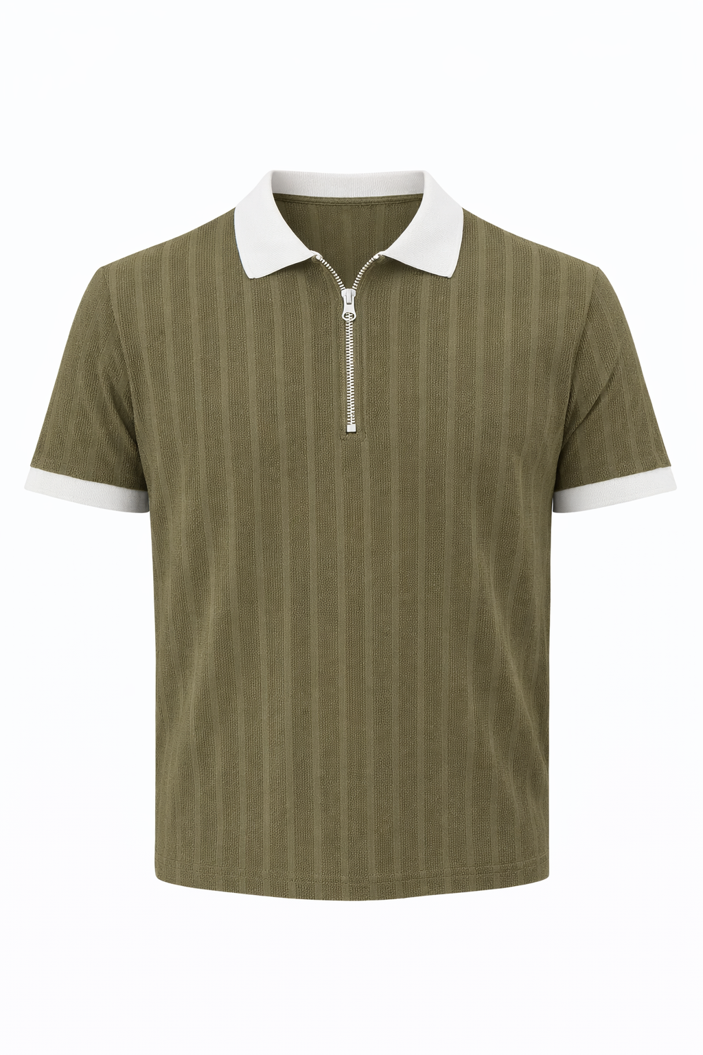 Olive Green With White Polo Neck by O,Zero