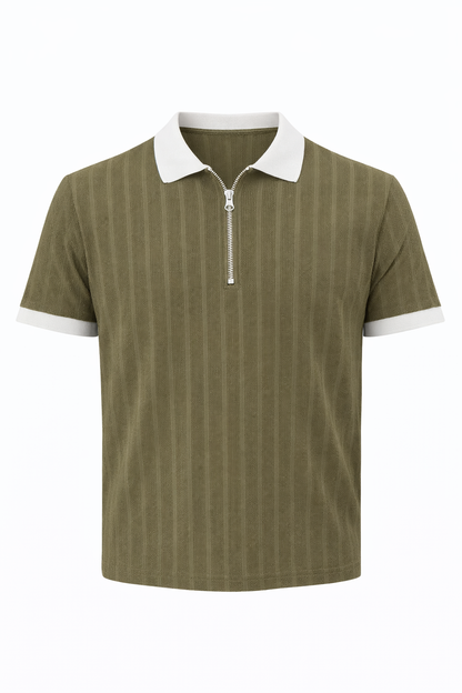 Olive Green With White Polo Neck by O,Zero