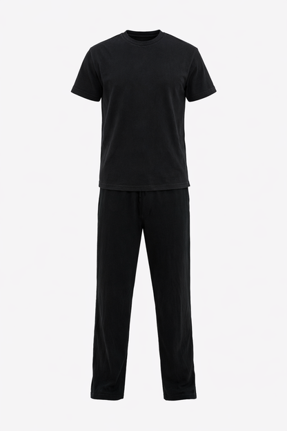 Black Round Neck Set by O,Zero