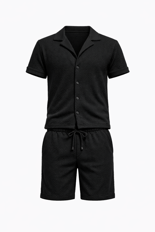 Black Shirt and Shorts Set by O,Zero