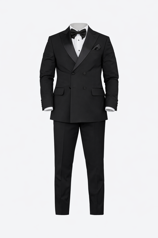 Black Tuxedo Dubetti Peak Lapel Suit by O,Zero