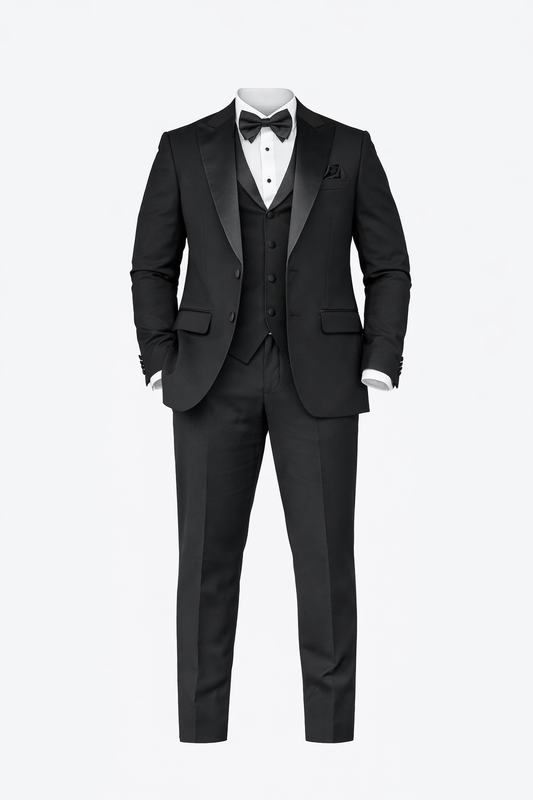 Full Black Tuxedo Peak Lapel Suit by O,Zero